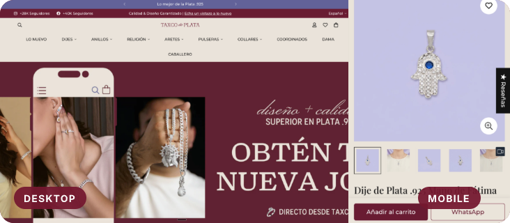 TAXCO DE PLATA · COLLECTION + PRODUCT + CHECKOUT